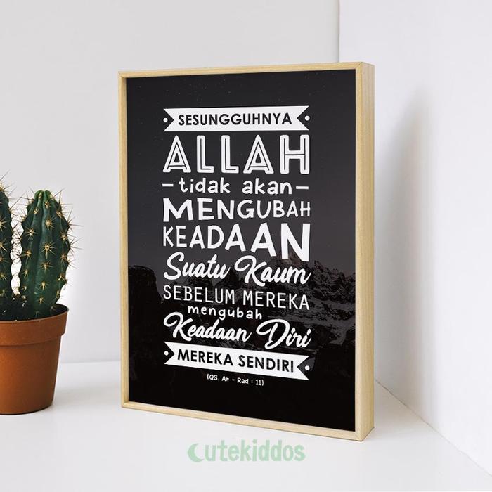 Gambar Hiasan Dinding Pajangan Rumah Wall Decor Motivasi Islami QS Ar-Ra'd 11 - Frameblok Kayu dari cutekiddos undefined Tokopedia