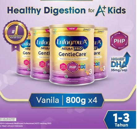 Gambar Enfagrow A+ Gentle Care Susu Formula Anak untuk Gangguan Pencernaan 1 - 3 Tahun 800 gr x 4 dari fishshope undefined Tokopedia