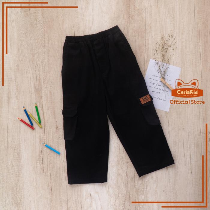 Gambar [Ceriakid] Celana Anak Laki laki dan Perempuan Cargo Chino Taktikal  0-9 tahun -denver - Hitam, XS dari ck bajuanak Kota Cimahi Tokopedia