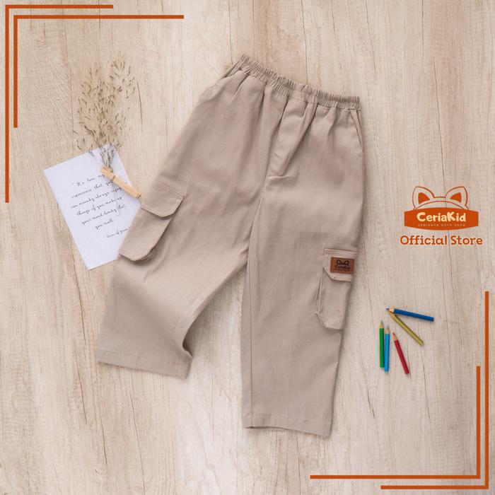 Gambar [Ceriakid] Celana Anak Laki laki dan Perempuan Cargo Chino Taktikal  0-9 tahun -denver - Cream, XL dari ck bajuanak undefined Tokopedia