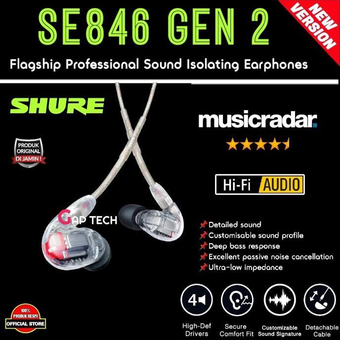 Gambar SHURE SE846 / SE 846 Gen 2 Gen2 Flagship Sound Isolation Earphones iem - GEN2 - CLEAR dari SangKar1 undefined Tokopedia