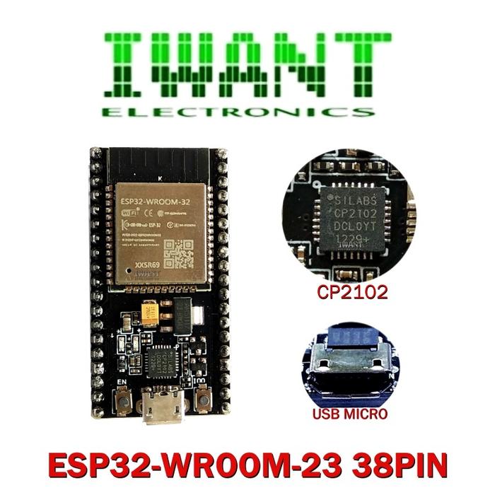 Gambar ESP32 WROOM 32 NODEMCU  ESP32 CH9102 30 PIN WIFI BLUETOOTH USB MICRO - ESP32 38PIN dari I.WANT ELECTRONICS undefined Tokopedia