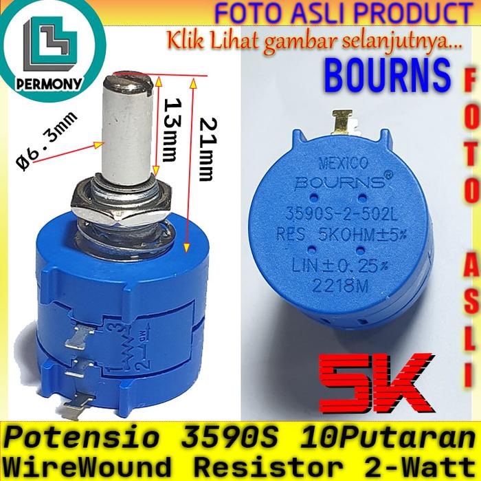 Gambar 3590S Wirewound Potentiometer 2K 5K 10K 20K 50K 100K potensio 3590 Bourns - 5K dari Permony Store undefined Tokopedia