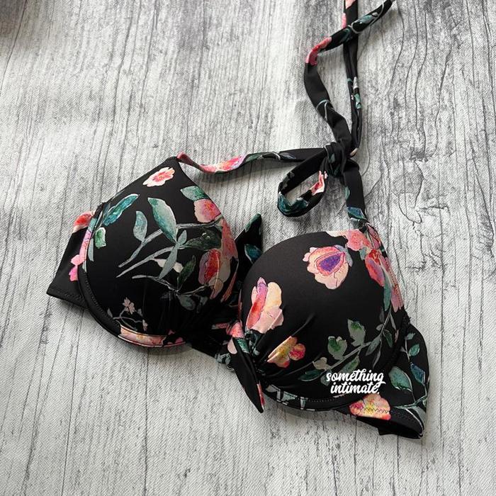 Gambar H&M Bombshell Pushup Lace Tied Bikini Set / Pushup Bikini Monokini Swimsuit Swimwear Beachwear Bikini Bottoms - Floral Black, 34B dari MKS 88 Store undefined Tokopedia