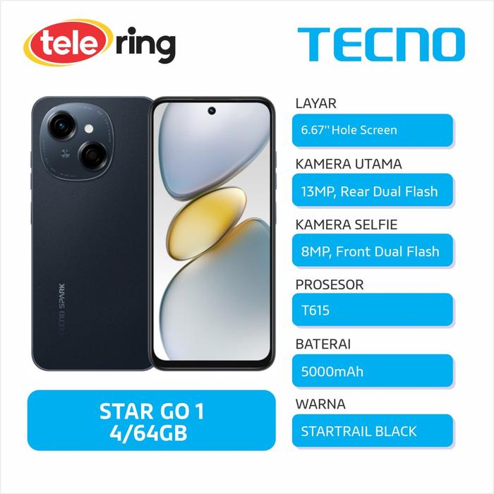 Gambar HP TECNO SPARK GO1 4/64gb - Hitam dari Tele Ring undefined Tokopedia