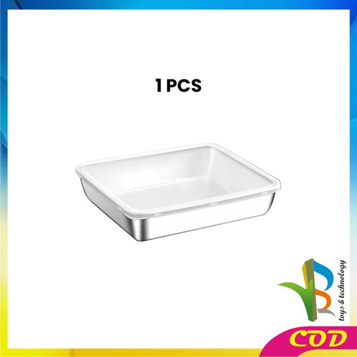 Gambar [COD] RB C1184 Food Box Stainless Steel Multifungsi Tempat Wadah Makanan dengan Tutup Plastik / Kotak Kontainer Makanan Sayuran Food Storage Box Organizer - SILVER - 1PCS dari RB TOYS AND TECHNOLOGY undefined Tokopedia