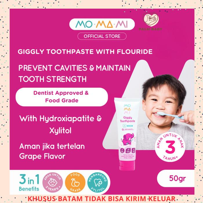 Gambar Momami Giggly Toothpaste Flouride Grape 50gr Pasta Gigi Anak Bayi Green - Berfungsi Mencegah Gigi Berlubang Merawat Kekuatan Gigi & Peradangan Gusi Aman Tertelan 3+ Tahun Brush dari Palm Baby Shop BTM undefined Tokopedia