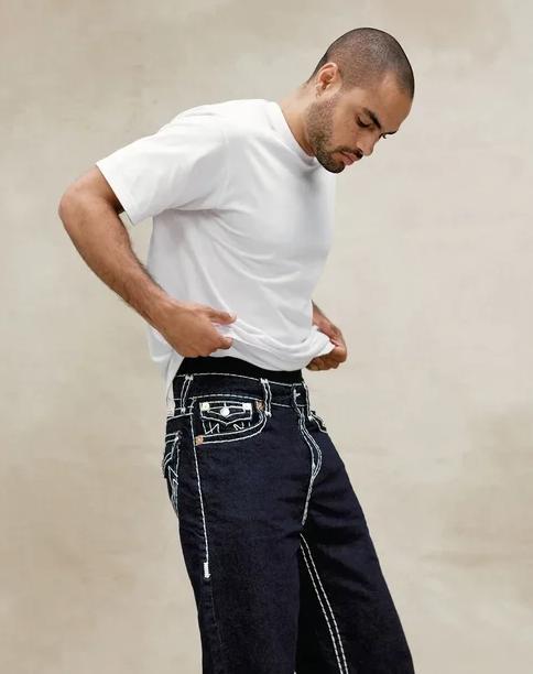 Gambar TRUE RELIGION HIP HOP STREETWEAR BLACK JEANS BAGGY PANTS FASHION EMBROIDERED Y2K GOTHIC STRAIGHT LEG WIDE LEG JEAN MEN CLOTHING - 1, XXL dari yutarew nahe undefined Tokopedia