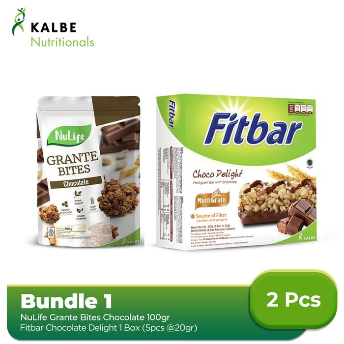 Gambar NuLife Grante Bites Chocolate 100gr + Fitbar Chocolate 1 Box Isi 5 dari Kalbe Nutritionals Shop undefined Tokopedia