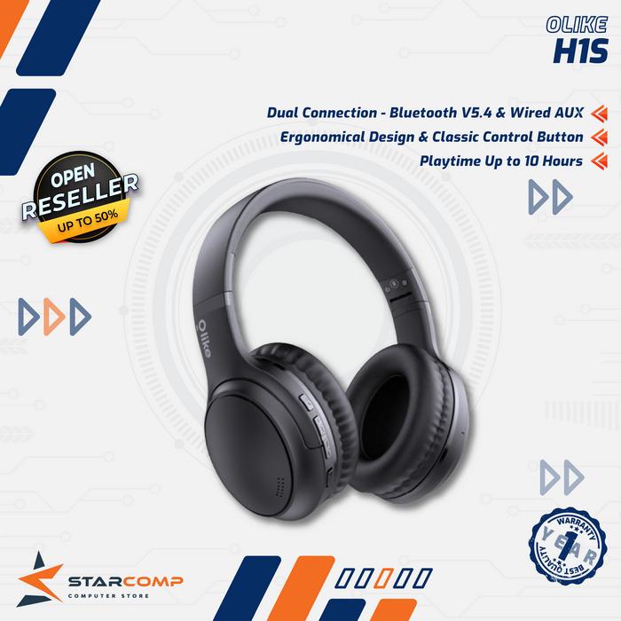 Gambar Olike H1S Titan Headphone Bluetooth 5.4 Wireless Bass Max HiFi - Black dari Starcomp Semarang Kota Semarang Tokopedia