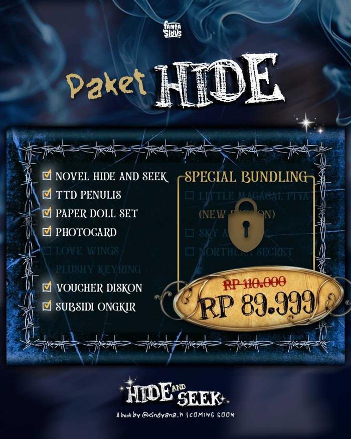 Gambar Pre Order - Buku Novel - Hide and Seek - Cindyana H - Fantasious - Bumifiksi - HIDE dari Bumi Fiksi Makassar undefined Tokopedia