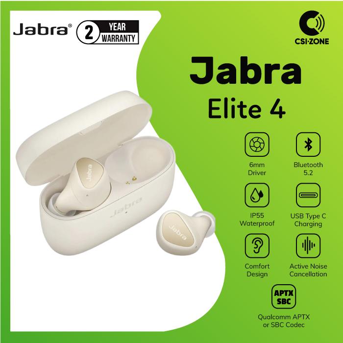 Gambar Jabra Elite 4 6mm Driver Bluetooth 5.2 True Wireless TWS Earphone - Beige dari CSI-ZONE undefined Tokopedia