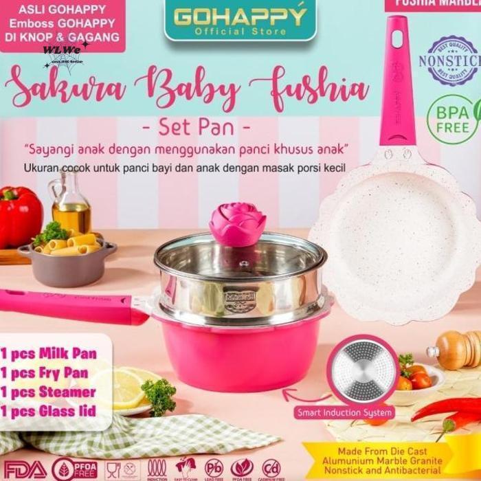 Gambar WLWe- Wajan Panci Set MPASI Cookware set Saucepan bayi Frypan 4pcs MAYBA GERMANY BABYPAN RED/MERAH Penggorengan/panci susu marble DIE-CAST TECHNOLOGY - FUSCHIA dari WLWe undefined Tokopedia