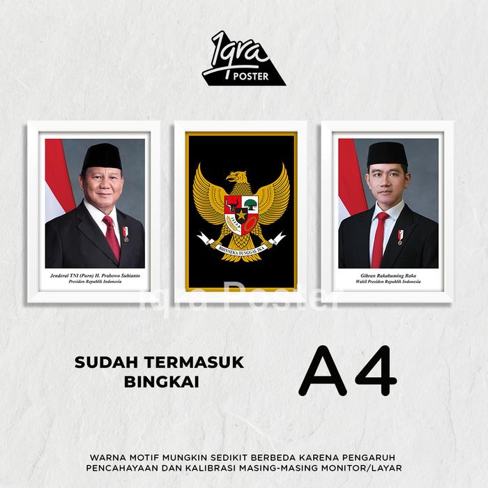 Gambar Foto Presiden Wakil Presiden Terbaru Resmi Setneg dan Garuda Pigura A4 - Frame Putih dari Iqra Poster undefined Tokopedia