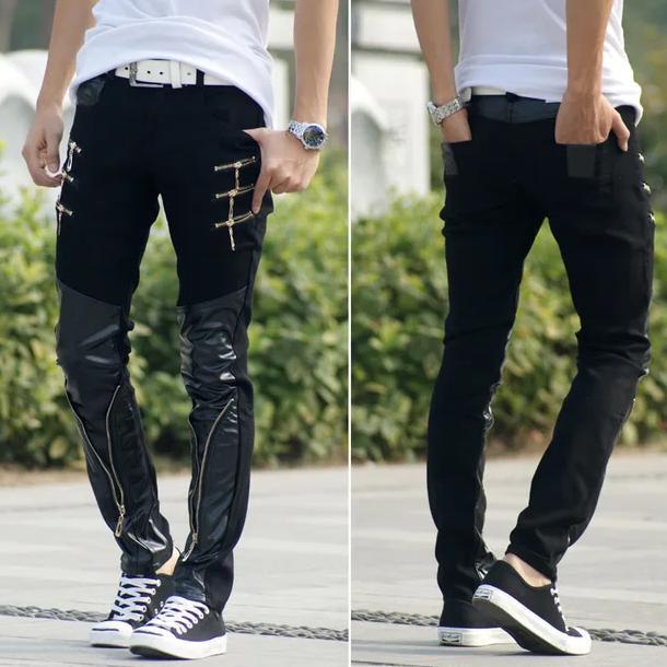 Gambar NEW 2021 FREE SHIPPING WINTER MEN 'S FASHION THE TREND OF SLIM LEATHER PANTS MENS LONG PANTS MALE TIGHT TROUSERS / 26-36 - black, 27 dari leko ma undefined Tokopedia