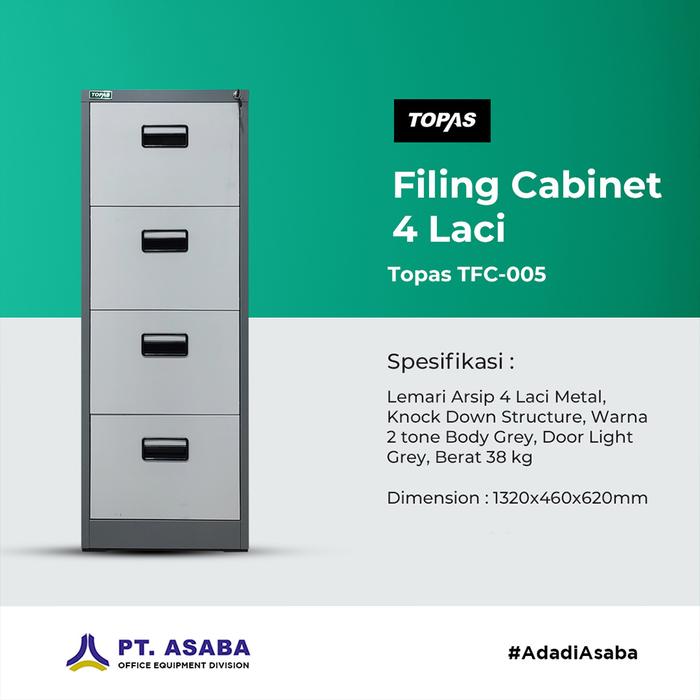 Gambar TOPAS TFC 005 Filling Cabinet Besi 4 Susun Laci Drawer | Kabinet Laci Dokumen Arsip Kantor Office - 4 LACI, DIRAKIT dari Citra furniture undefined Tokopedia