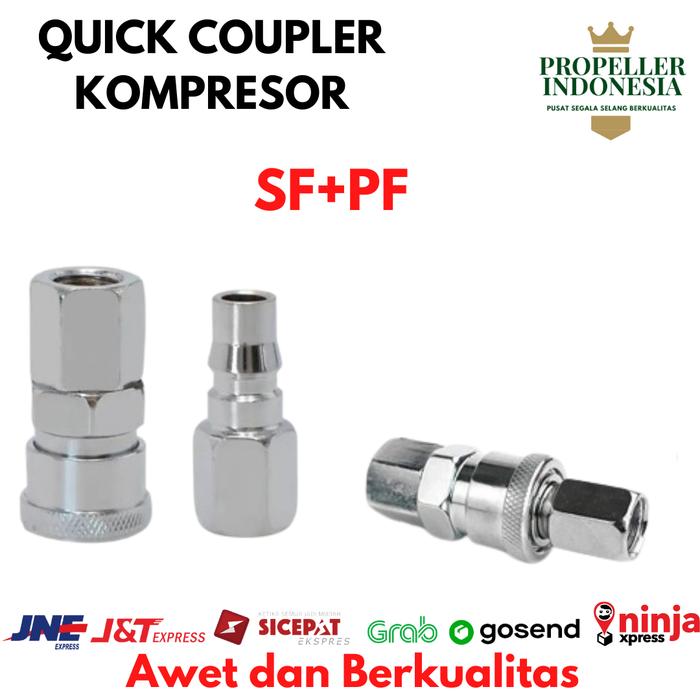 Gambar Paket Quick Coupler Connector Angin Neple Kompresor Universal Drat 1/4 Inch Air Quick Copler Selang Angin Kompresor PF20 SF20 SM20 PM20 SP20 PP20 SH20 PH20 - SF+PF dari propellerindonesia undefined Tokopedia
