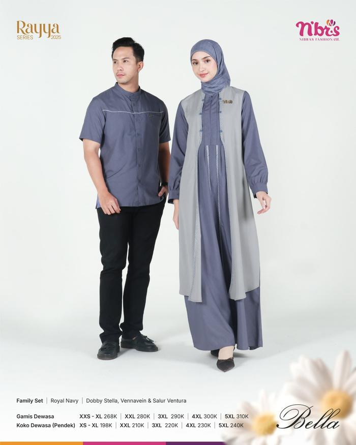 Gambar Nibras Sarimbit Terbaru 2025 Rayya series BELLA  ROYAL blue 2025 Busana Muslim keluarga Sarimbit Keluarga - GAMIS DEWASA, XXL dari Nibras House Store undefined Tokopedia