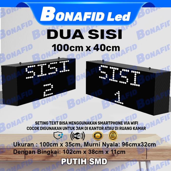 Gambar Outdoor LED Running Text - Single Color, Dua Sisi, WiFi - Ukuran Kustom Tersedia, DUA MUKA Murah! - Putih SMD100X40, CUSTOM dari Bonafid888 undefined Tokopedia