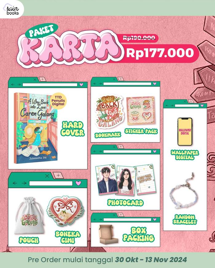 Gambar Pre Order - Buku Novel - A Way Back Into Love Caren Galang - Julmisintha Ina - Rainbook Publishing - Bumifiksi - PAKET KARTA dari Bumi Fiksi Makassar undefined Tokopedia