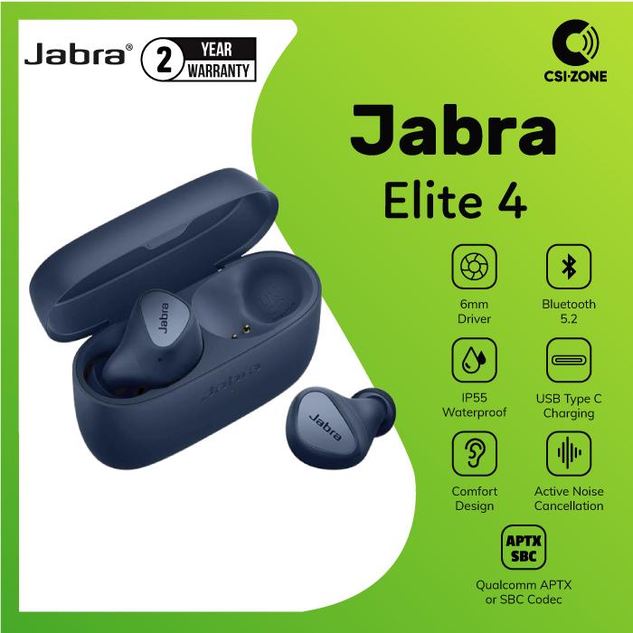 Gambar Jabra Elite 4 6mm Driver Bluetooth 5.2 True Wireless TWS Earphone - Navy Blue dari CSI-ZONE undefined Tokopedia