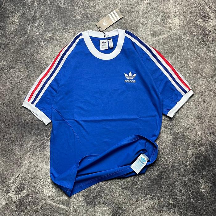 Kaos Pria Adidas Adicolor Classics Ringer Tee Full Tag Wash T-shirt Adidas  Pria Wanita Biru Lis Merah, L
