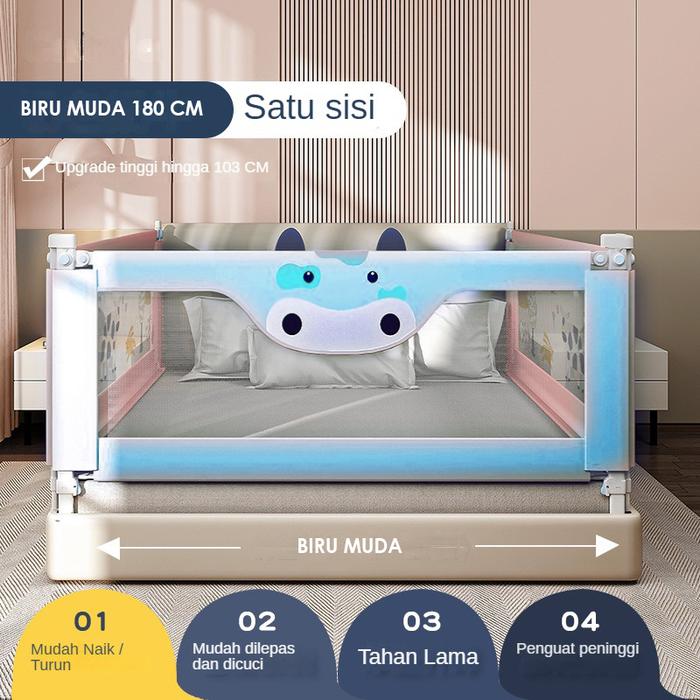 Gambar Bedrail Mommy Jay Baru Bedguard Pembatas Pengaman Pagar Kasur Baby - COW180-BIRU dari SUPERMASSIVE INDONESIA undefined Tokopedia