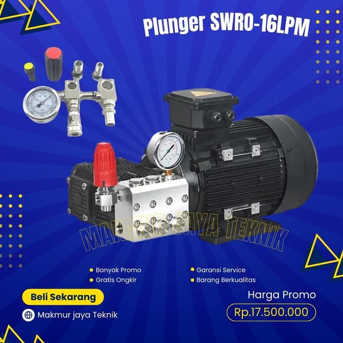 Gambar POMPA PLUNGER SWRO 16LPM 100BAR HIGH PRESSURE SEA WATER POMPA MEMBRANE RO AIR LAUT DESALINATION PUMP 16LPM SS316 - Set 220V 1Phase dari Makmur Jaya Teknik Jkt undefined Tokopedia