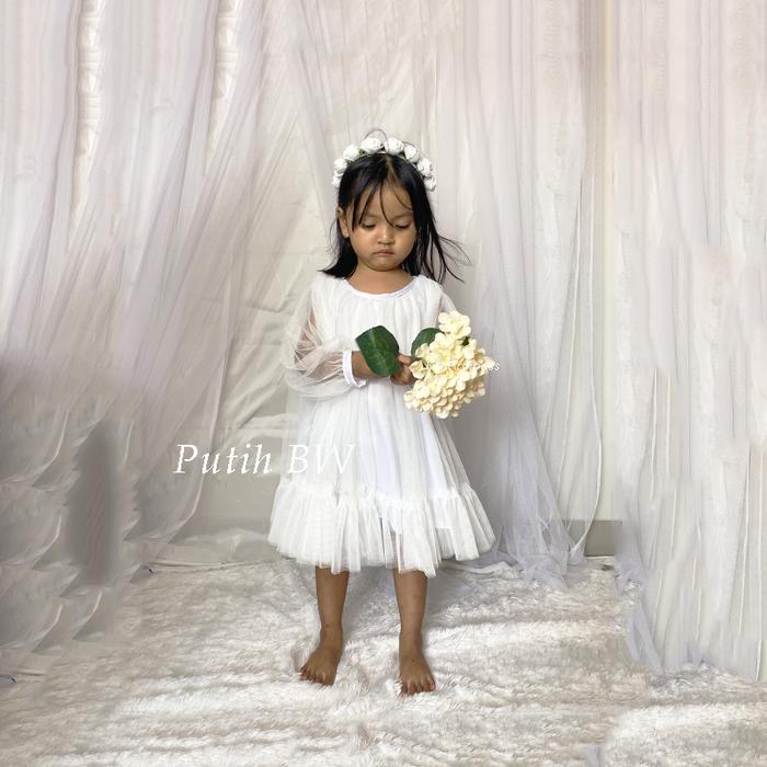 Gambar Dress Tile Anak Perempuan Model Terbaru 2025 Gaun Tutu Anak Cewek Tangan Panjang Warna Burgundy Sage Denim Baju Kondangan Bayi Tergemes Terlucu Gaun Anak 3 4 Tahun Bahan Tile Tulle Premium Velvet KA155 - Putih BW, 3-4 tahun dari Toko Kain Kurnia Agung undefined Tokopedia