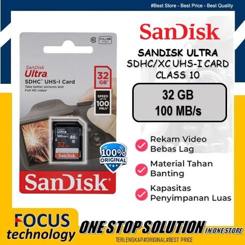 Sandisk Ultra 32gb Sd Card 100mbs Memori Memory Kamera Dslr Original