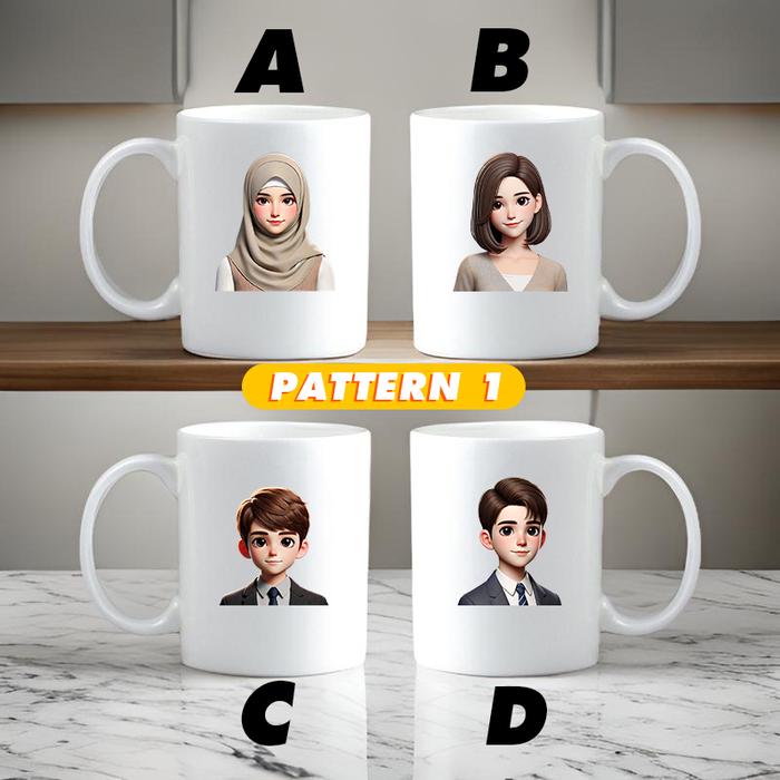 Gambar CUSTOM MUG AVATAR LUCU - GELAS KACA SOUVENIR MURAH - GELAS CUSTOM KARAKTER UNIK KEREN HADIAH WISUDA - PATTERN 1 dari Pinter Cetak undefined Tokopedia