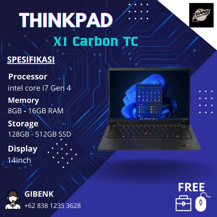 Jual Laptop Lenovo Thinkpad X1 Carbon Touchscreen Core i7 Gen