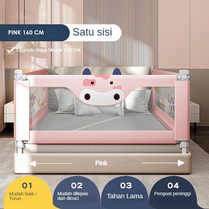 Gambar Bedrail Mommy Jay Baru Bedguard Pembatas Pengaman Pagar Kasur Baby - COW160-PINK dari SUPERMASSIVE INDONESIA undefined Tokopedia