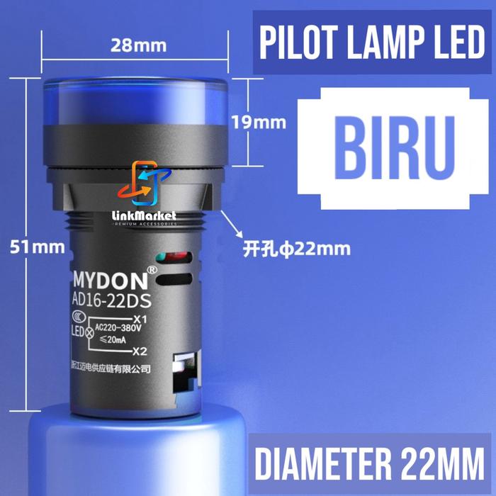 Gambar LAMPU INDIKATOR PILOT LAMP LED/LAMPU PANEL/PILOT LAMP 22mm 220v - Biru dari LING LINK MARKET undefined Tokopedia