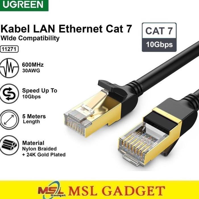 Gambar UGREEN Kabel LAN Ethernet RJ45 UTP Cat 7 Cat 8 Gigabit Kabel Internet !!! - 5M CAT7 ROUND dari haikuni undefined Tokopedia