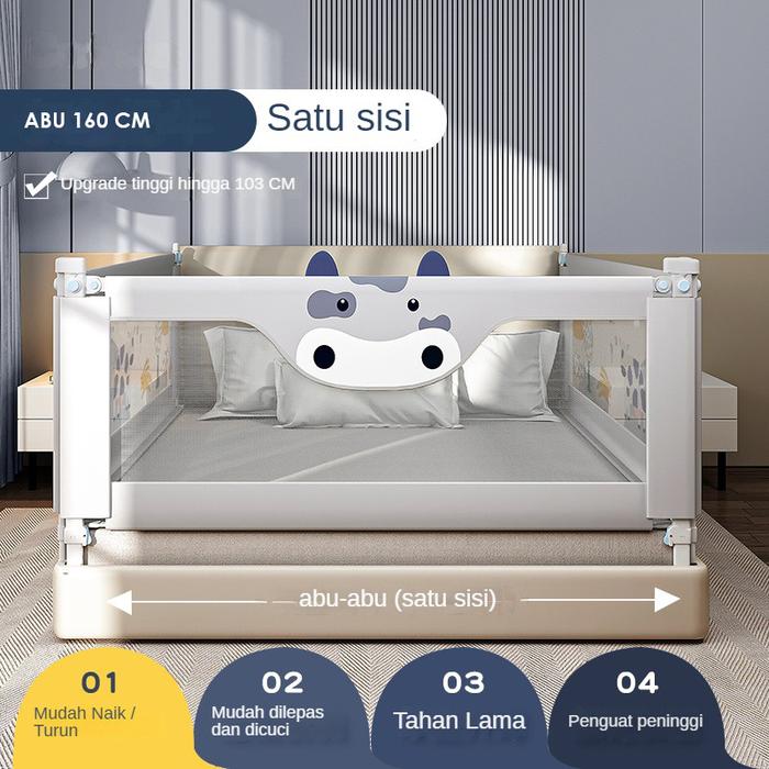 Gambar Bedrail Mommy Jay Baru Bedguard Pembatas Pengaman Pagar Kasur Baby - COW160-ABU dari SUPERMASSIVE INDONESIA undefined Tokopedia