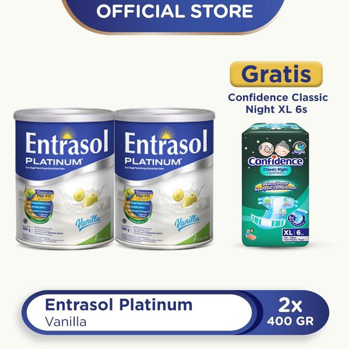 Gambar new..!! Buy 2 Entrasol Platinum 400g Free Confidence Classic Night XL 6s - Vanilla dari GALAXY FIC undefined Tokopedia