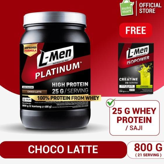 Gambar Promo Free Creatine 30 Sch - L-Men Platinum Choco Latte 800G / 1,7Lbs - 25G Whey Protein - 21 Serving - 5,9G Bcaa Dilengkapi Creatine, L-Glutamine & L-Carni Ready dari Muryama Hanosta undefined Tokopedia