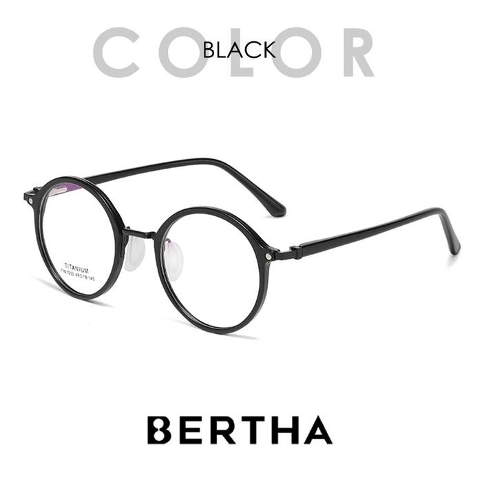 Gambar Bertha Frame Kacamata Style Bulat Bahan Titanium Kokoh TerBaru Simple Fashion Trendy Bisa Minus 7003 - BLACK, FRAME SAJA dari Bertha Indonesia undefined Tokopedia