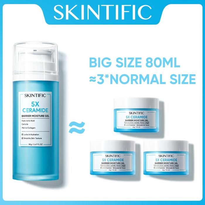 Gambar [ Emerald Glow ] [skintific official] SKINTIFIC 5X Ceramide Barrier Repair Moisture Gel Facial Moisturizer Face Cream Day Cream Night Cream Pelembab Wajah Niacinamide Moisturizer Krim Wajah Skin Barrier Serum Wajah【BPOM】 MURAH - Barrier 80g dari Emerald Glow undefined Tokopedia