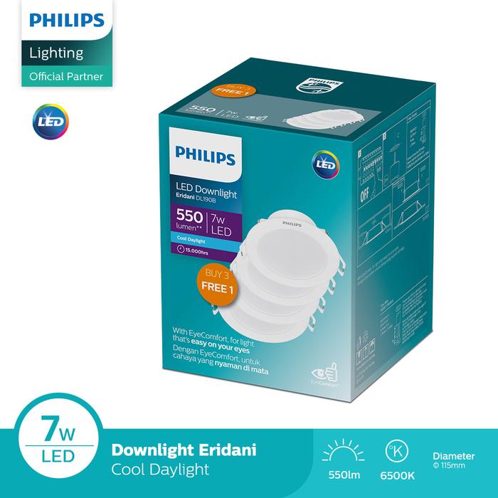 Gambar Philips Lampu Panel Downlight Eridani Multipack DL190B LED6 D100 7W Putih dari Philips lighting Surabaya undefined Tokopedia