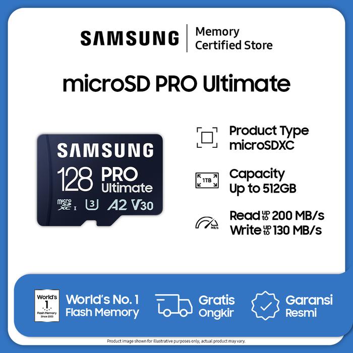 Gambar Samsung microSD PRO Ultimate UHS-I - microSDXC - 128GB / 256GB / 512GB - 128GB dari Samsung Memory Certified Store undefined Tokopedia