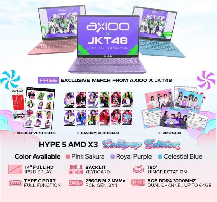 Gambar Axioo Hype 5 AMD X3 Ryzen 5 3500u 8GB 256GB 14.0 FHD IPS Lollipop Edition - NON ANTIGORES, ROYAL PURPLE dari JAGO Notebook undefined Tokopedia