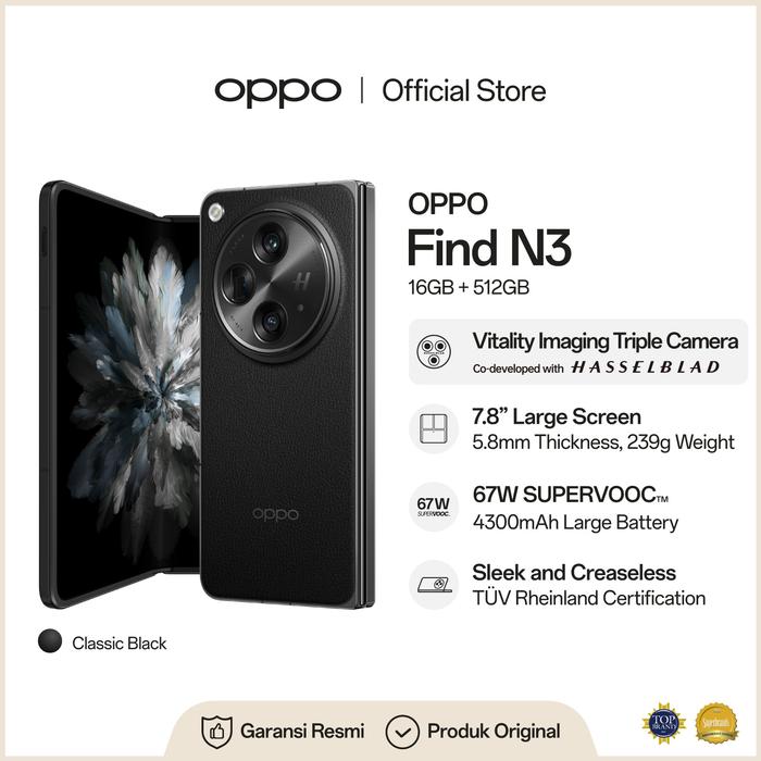 Gambar OPPO Find N3 16GB/512GB Foldable Handphone (Garansi Resmi) XYZ8732OP - Hitam dari OPPO Store Indonesia undefined Tokopedia