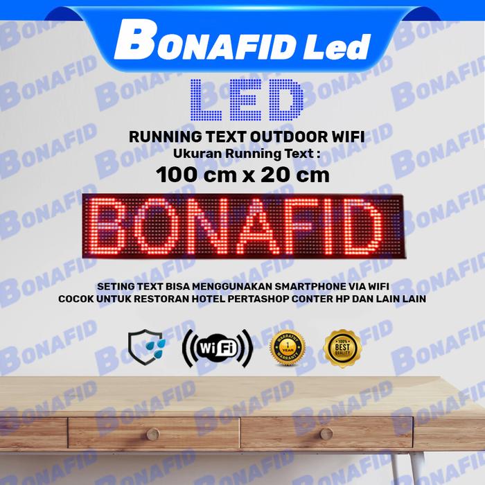 Gambar "LED Running Text Outdoor Merah: Tahan Air, Tahan Cuaca - Kustom Wifi dengan Berbagai Ukuran!" - 100x20, Merah DIP dari Bonafid888 undefined Tokopedia