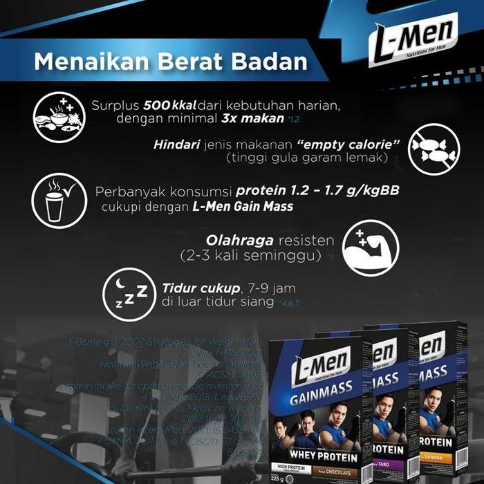 Gambar L-MEN GAIN MASS CHOCOLATE 225G (2 PCS) - SUPLEMEN PENAMBAH MASSA OTOT TINGGI WHEY PROTEIN BERKUALITAS dari ErlansyahStore undefined Tokopedia