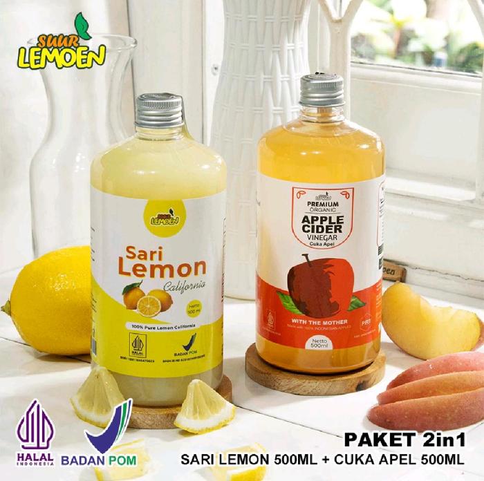 Gambar Paket Cuka Apel Sari Lemon Murni Original - Paket Diet Sehat Apple Cider Vinegar + Sari Lemon Premium By Suur Lemon - 500ml dari NuraStoreOfc undefined Tokopedia