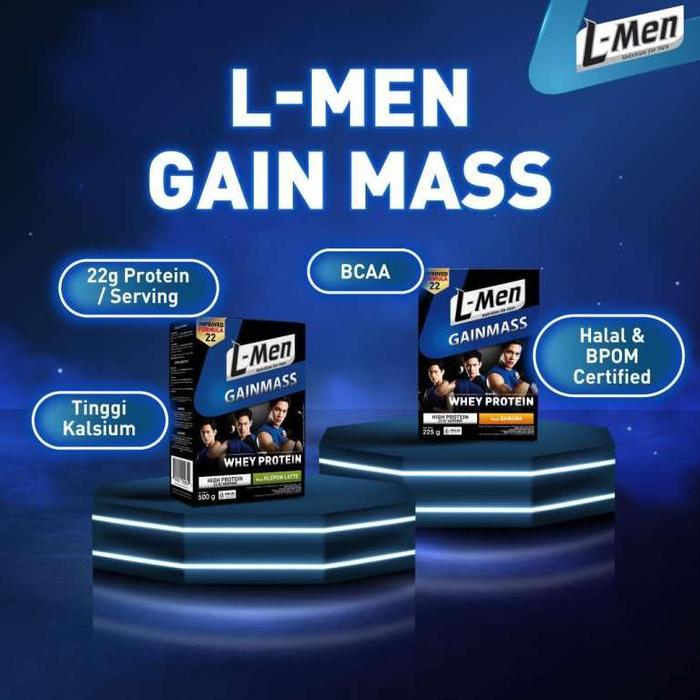 Gambar L-MEN GAIN MASS CHOCOLATE 500G (2 PCS) - SUPLEMEN PENAMBAH MASSA OTOT TINGGI WHEY PROTEIN BERKUALITAS dari ErlansyahStore undefined Tokopedia