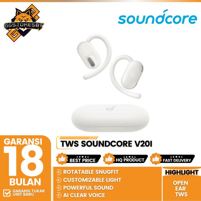 Gambar ANKER SOUNDCORE V20I OPEN-EAR EARBUDS ADJUSTABLE EAR HOOKS SPORT TRUE WIRELESS TWS - White dari GGSTORESBY undefined Tokopedia