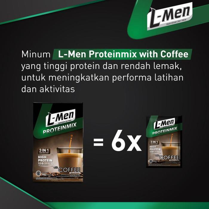 Gambar L-MEN PROTEINMIX COFFEE 6 SACHET X 2 PCS (12G PROTEIN / SERVING) - SUPLEMEN 3 IN 1 TINGGI PROTEIN RENDAH LEMAK BERKUALITAS dari ErlansyahStore undefined Tokopedia